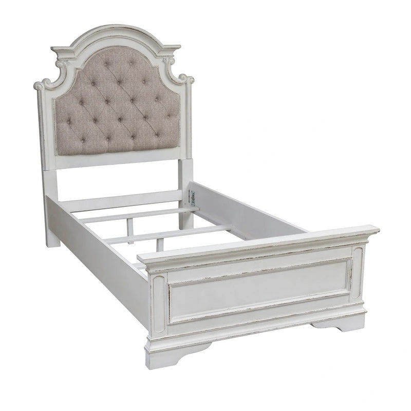 Magnolia Manor Antique White Upholstered Bed