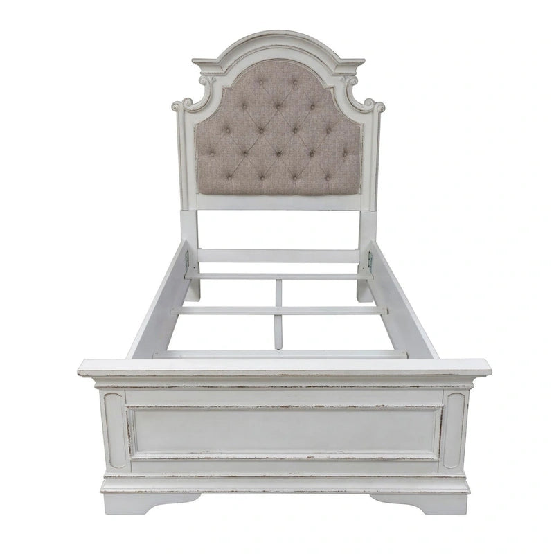 Magnolia Manor Antique White Upholstered Bed