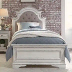 Magnolia Manor Antique White Upholstered Bed