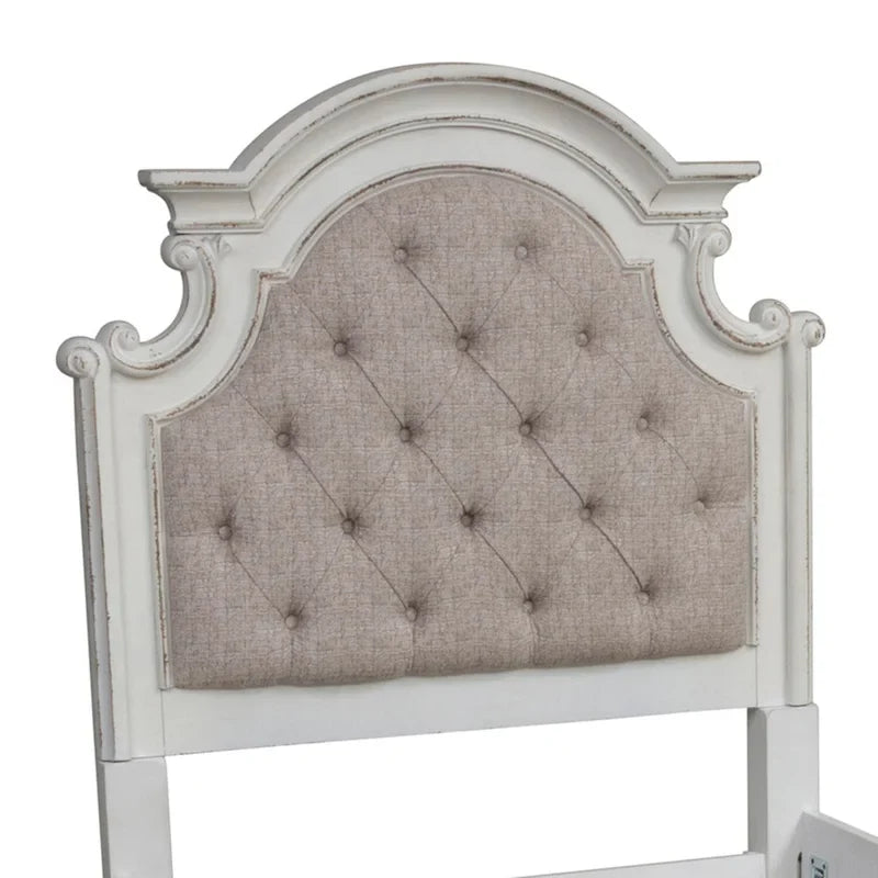 Magnolia Manor Antique White Upholstered Bed