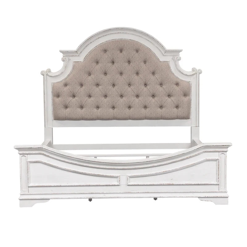 Magnolia Manor Antique White Upholstered Bed