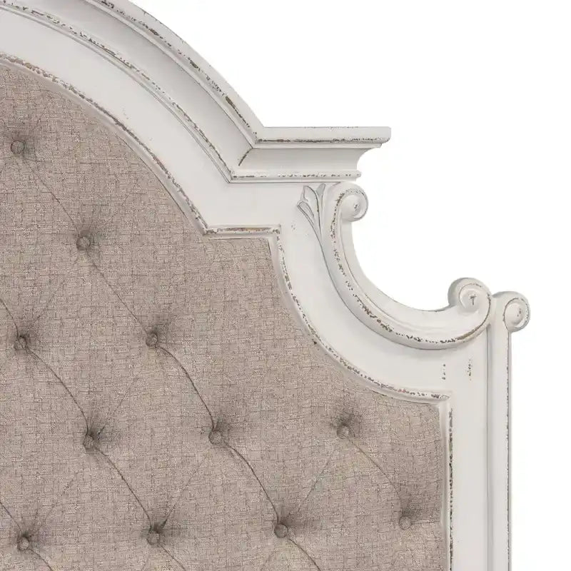 Magnolia Manor Antique White Upholstered Bed