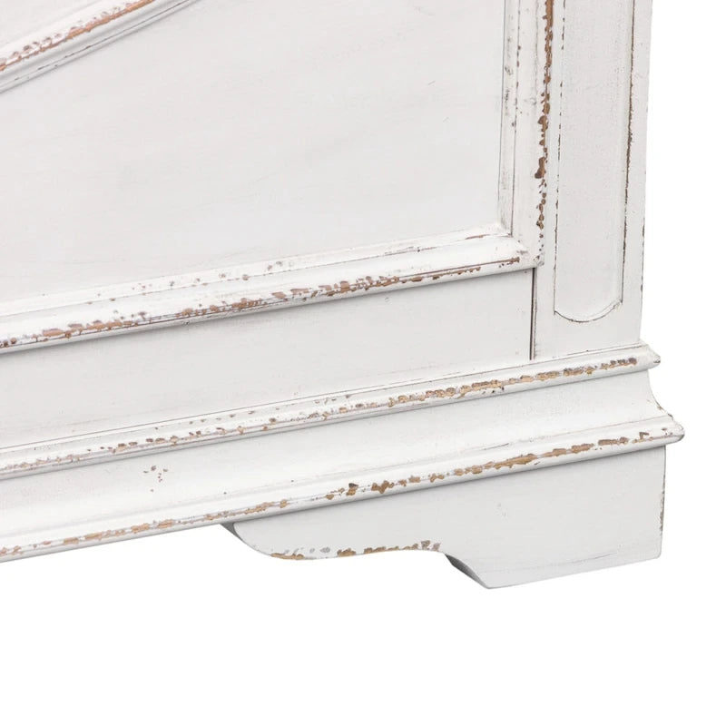 Magnolia Manor Antique White Upholstered Bed