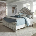 Magnolia Manor Antique White Upholstered Bed