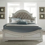Magnolia Manor Antique White Upholstered Bed