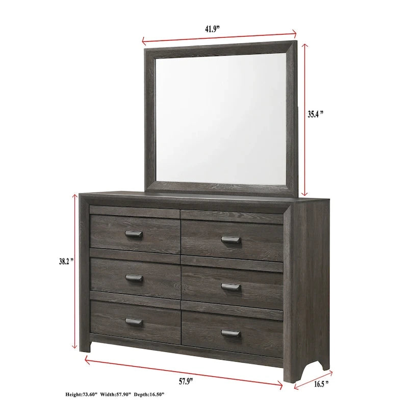 Essa 6 Piece Brown Classic Panel Bedroom Set