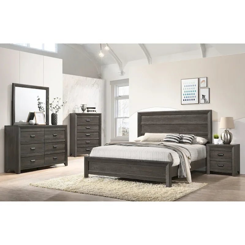 Essa 6 Piece Brown Classic Panel Bedroom Set