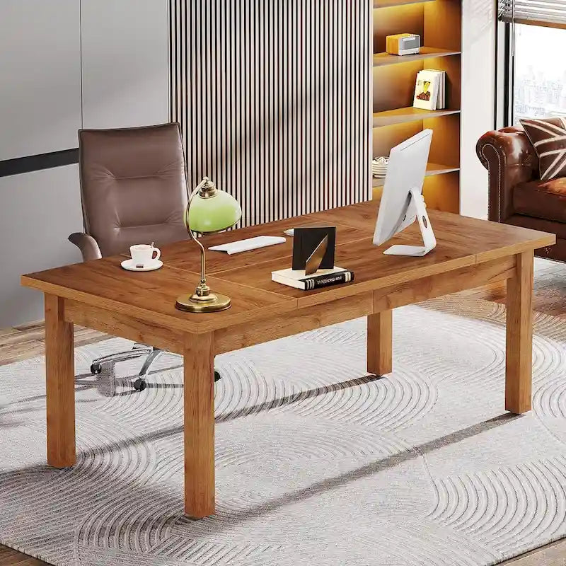 71 Inch Executive Desk, Farmhouse Computer Desk For Home Office