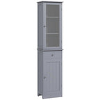 kleankin Slim Bathroom Storage Cabinet, Tall Bathroom Cabinet, Narrow Linen Tower with Acrylic Door, Drawer and Shelves, Gray