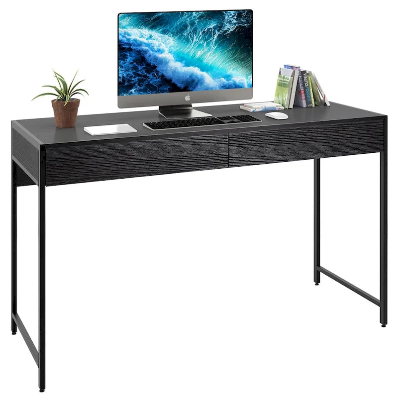 Writing Desk with 2 Drawers Computer Wooden Desk Spacious Workstation