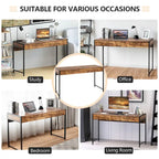 Writing Desk with 2 Drawers Computer Wooden Desk Spacious Workstation