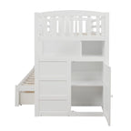 Twin over Full Stairway Bunk Bed with Storage, Gray