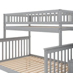 Twin over Full Stairway Bunk Bed with Storage, Gray