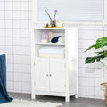 kleankin Bathroom Floor Storage Cabinet, Freestanding Linen Cabinet with Double Doors and 2 Adjustable Shelves, White