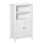 kleankin Bathroom Floor Storage Cabinet, Freestanding Linen Cabinet with Double Doors and 2 Adjustable Shelves, White