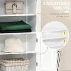 kleankin Bathroom Floor Storage Cabinet, Freestanding Linen Cabinet with Double Doors and 2 Adjustable Shelves, White