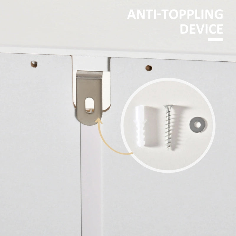 kleankin Bathroom Floor Storage Cabinet, Freestanding Linen Cabinet with Double Doors and 2 Adjustable Shelves, White