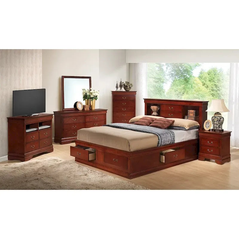 Louis Philippe Full Storage Platform Bed with 6 Storage Drawers