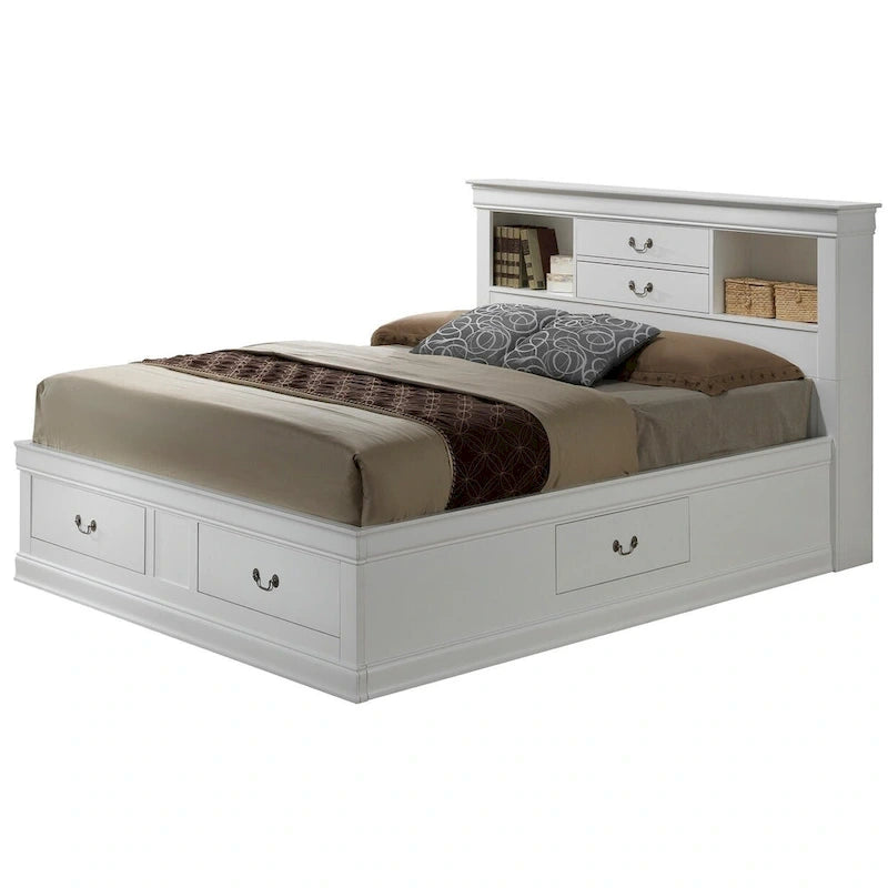 Louis Philippe Full Storage Platform Bed with 6 Storage Drawers