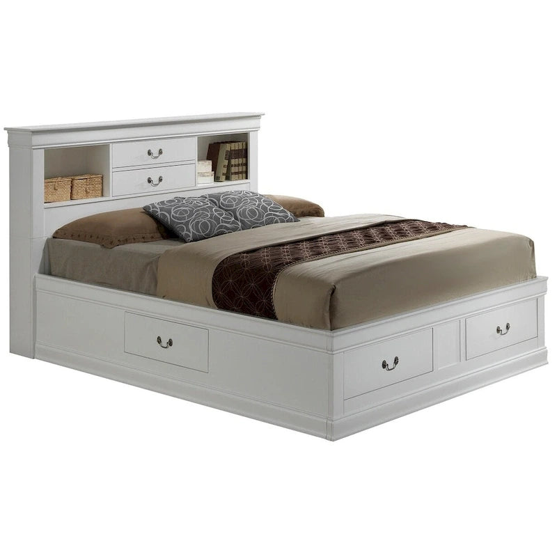 Louis Philippe Full Storage Platform Bed with 6 Storage Drawers