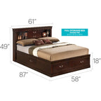 Louis Philippe Full Storage Platform Bed with 6 Storage Drawers