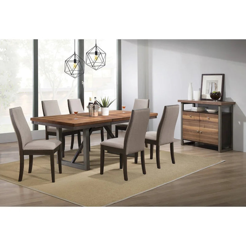 Holloway Natural Walnut and Grey 7-piece Dining Set