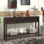 Merax 60 Long Console Table with Different Size Drawers and Bottom Shelf