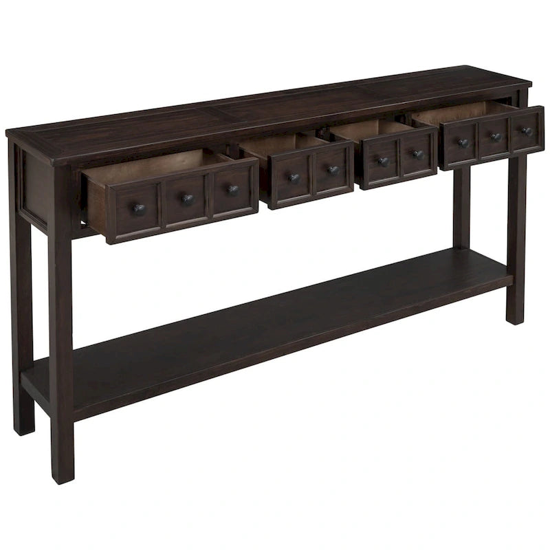 Merax 60 Long Console Table with Different Size Drawers and Bottom Shelf