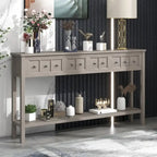 Merax 60 Long Console Table with Different Size Drawers and Bottom Shelf