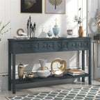 Merax 60 Long Console Table with Different Size Drawers and Bottom Shelf