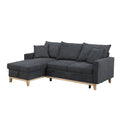 Woven Reversible Sleeper Sectional Sofa with Storage Chaise, Dark Gray