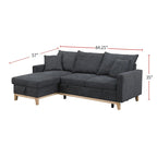 Woven Reversible Sleeper Sectional Sofa with Storage Chaise, Dark Gray