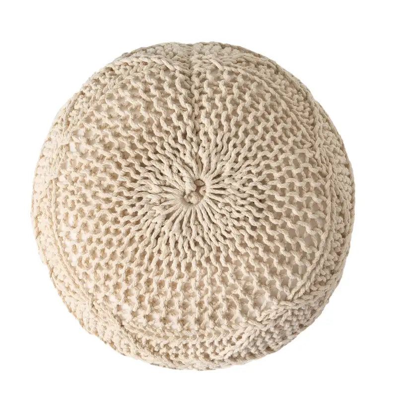 Morven Modern Knitted Cotton Round Pouf by Christopher Knight Home