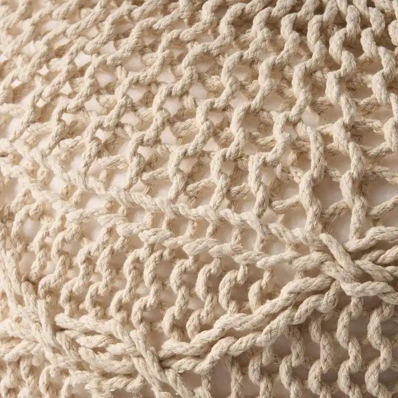 Morven Modern Knitted Cotton Round Pouf by Christopher Knight Home
