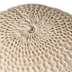 Morven Modern Knitted Cotton Round Pouf by Christopher Knight Home