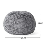 Morven Modern Knitted Cotton Round Pouf by Christopher Knight Home