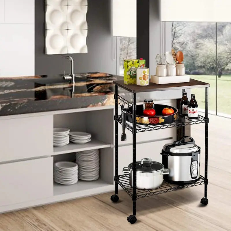 3-Tier Kitchen Utility Cart Black