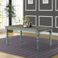 Roundhill Furniture Prato Blue and Brown Two-Tone Finish Wood Dining Table - N/A