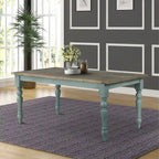 Roundhill Furniture Prato Blue and Brown Two-Tone Finish Wood Dining Table - N/A