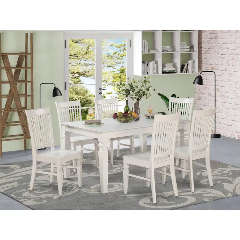 East West Furniture 7 Piece Kitchen Table & Chairs Se- a Dining Table and 6 Dining Chairs(Finish Options)