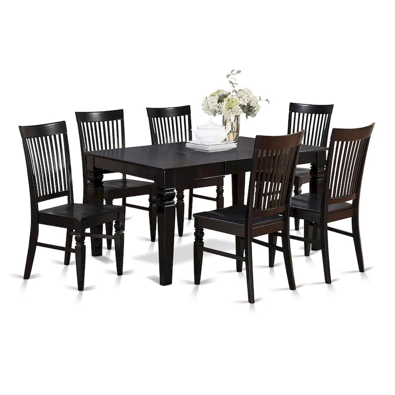 East West Furniture 7 Piece Kitchen Table & Chairs Se- a Dining Table and 6 Dining Chairs(Finish Options)