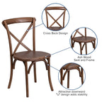 9' x 40 Rustic Folding Farm Table Set with 10 Cross Back Chairs and Cushions