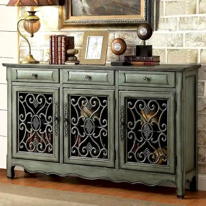 Decorative Antique Green Sideboard Accent Cabinet