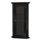 Corner Curio Storage Cabinet with Glass Door, Black Finish