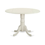 East West Furniture Dublin Kitchen Dining Table - a Round Wooden Table Top with Dropleaf & Pedestal Base, (Finish Options)