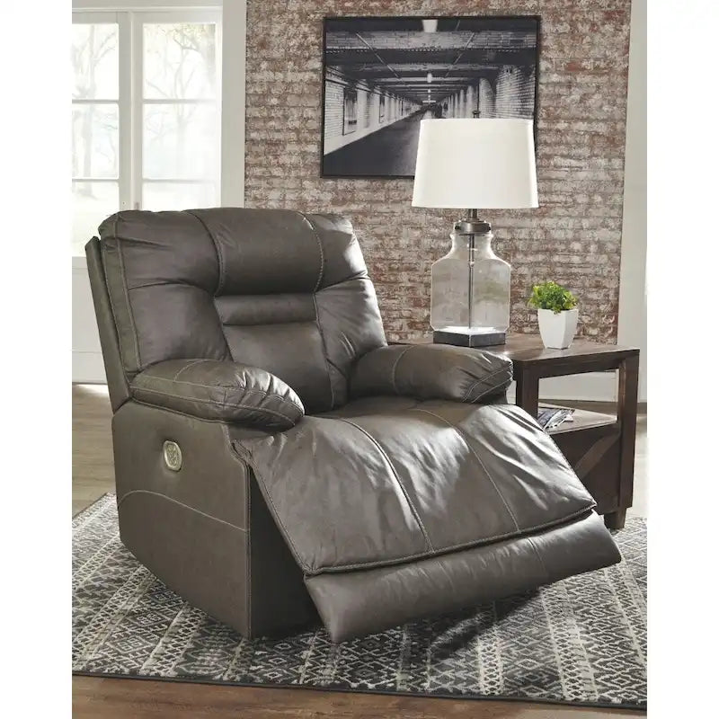 Wurstrow Contemporary Power Recliner Adjustable Headrest Smoke