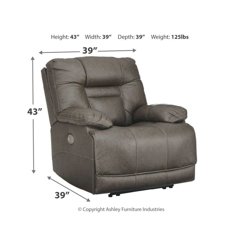 Wurstrow Contemporary Power Recliner Adjustable Headrest Smoke