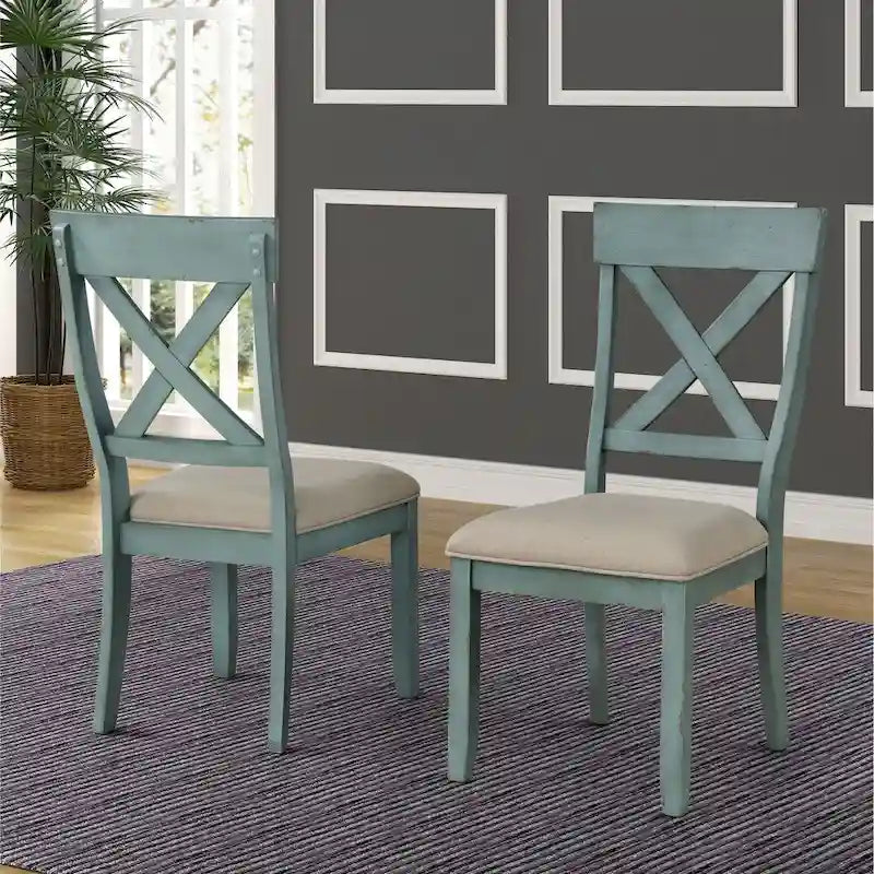 Roundhill Furniture The Gray Barn Spring Mount 5-piece Round Dining Table Set with Cross Back Chairs