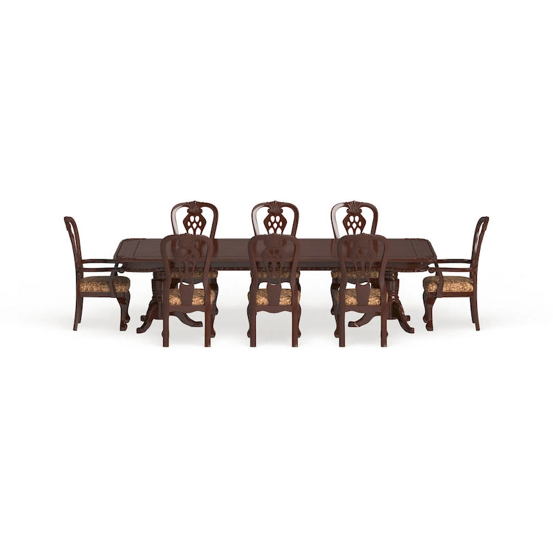 Carpia Traditional Brown Cherry Wood 9-Piece Dining Set by Furniture of America