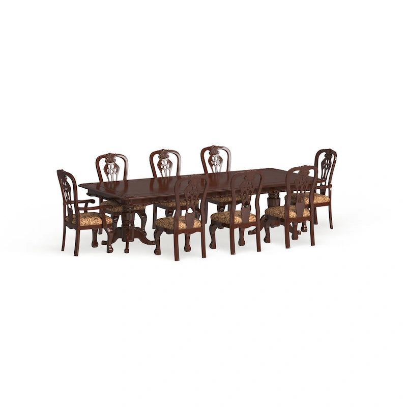 Carpia Traditional Brown Cherry Wood 9-Piece Dining Set by Furniture of America